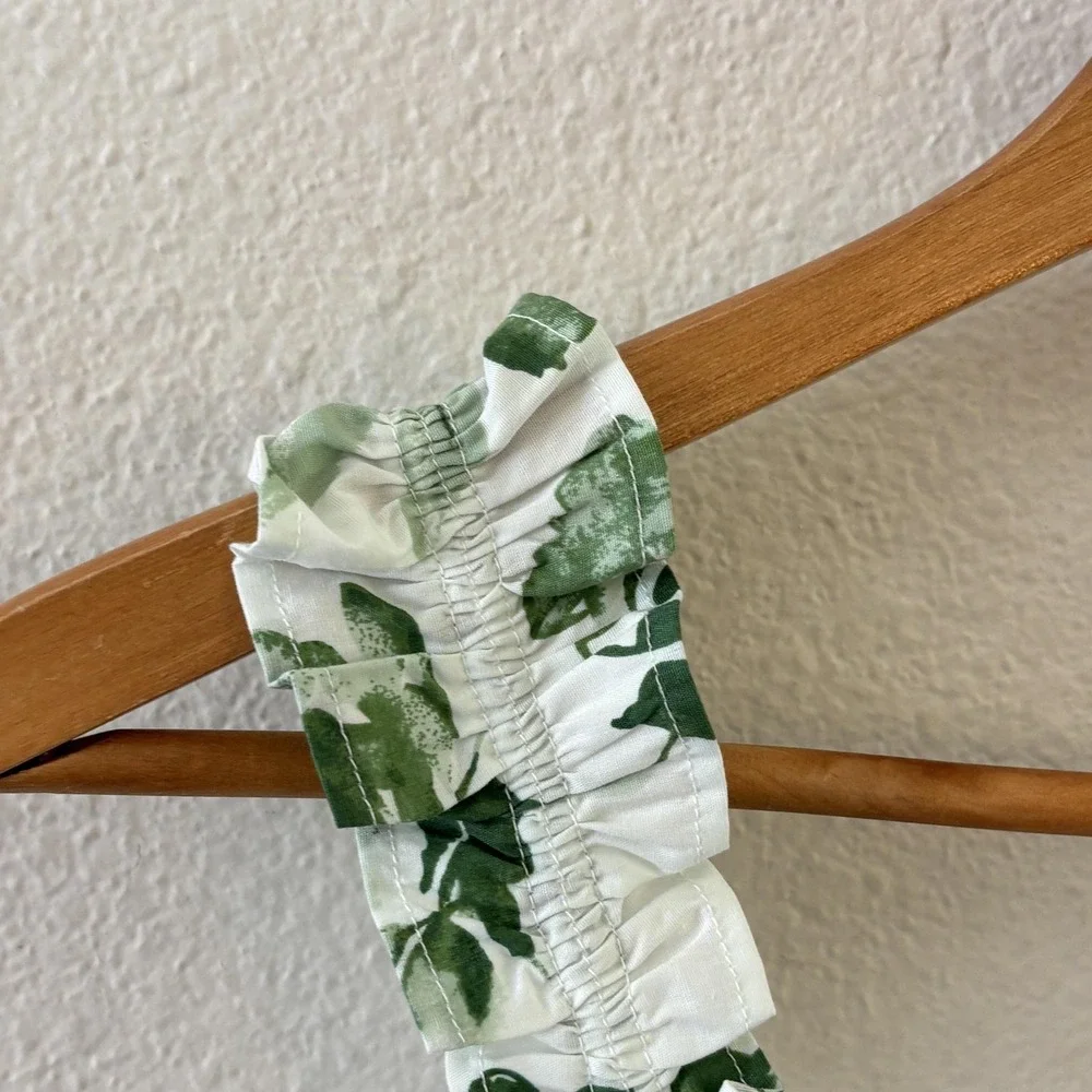 Abercrombie & Fitch Bow Back Floral Tiered Maxi Womens M Green Ruffle Boho NWT